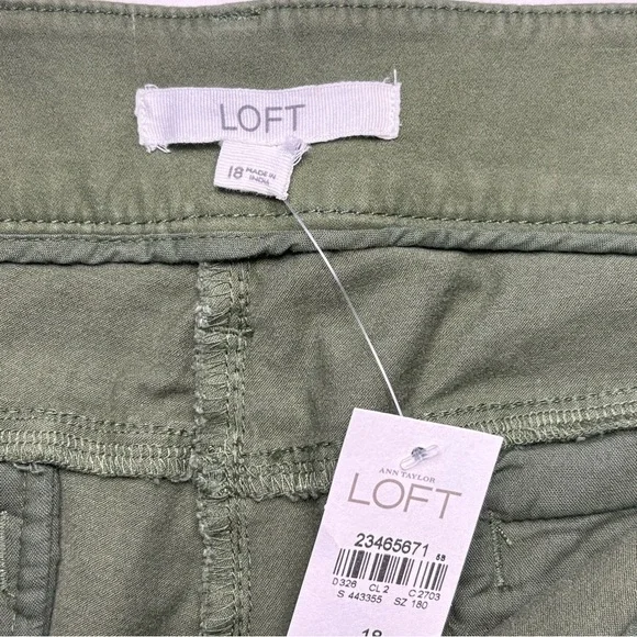 NWT LOFT Custom Stretch Slim-Straight Leg Ankle Pants 18 Olive Green Pockets - Picture 7 of 10